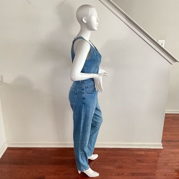 New We The Free Crvy Queens Court Blue Denim Overalls XL - Picture 9 of 10